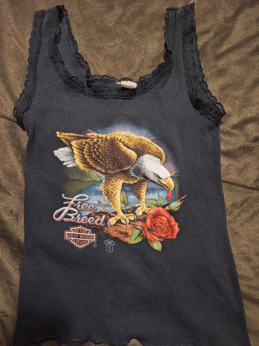 Harley-Davidson Black Lace Tank with Eagle & Rose Graphic